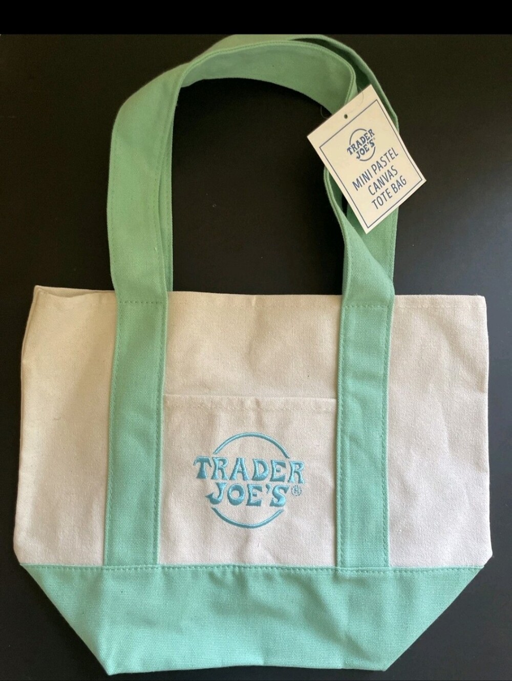Trader Joes Mini Tote - Mint/White